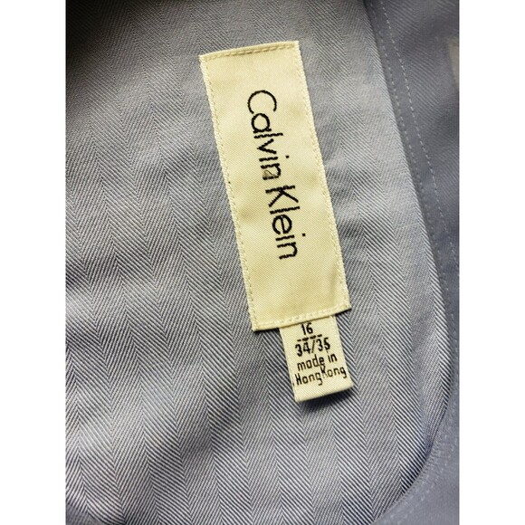 Calvin Klein Designer's Men's Long Sleeve Blue Dress Shirt 16"  34" x 35" NEW - Picture 9 of 11